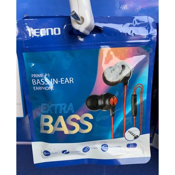 Écouteurs intra-auriculaires Tecno Prime-P1 Bass