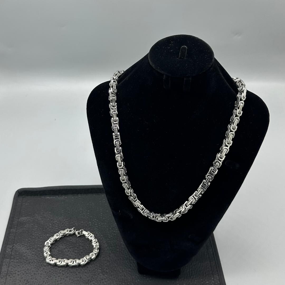 Elegant Silver Necklace and Bracelet Set – Matching Jewelry for Men and Women Elegant Silver Necklace and Bracelet Set – Matching Jewelry for Men and Women