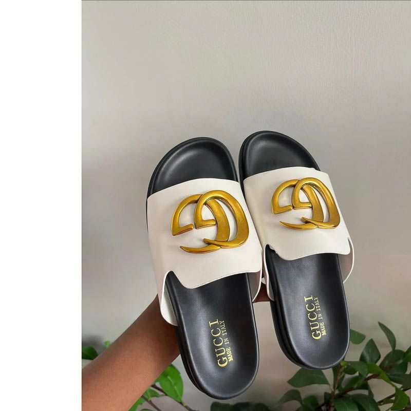 Gucci Slippers for Unisex– Luxury Designer Slide Sandals – Comfortable Branded Flats for Casual & Street Style- white Gucci Slippers for Unisex– Luxury Designer Slide Sandals – Comfortable Branded Flats for Casual & Street Style- white
