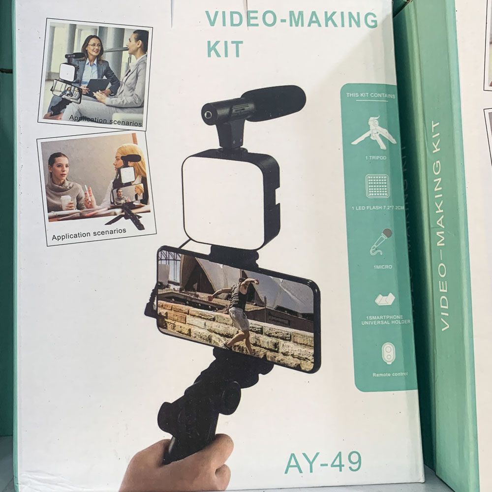 AY-49 Video-Making Kit with Microphone, LED Light & Tripod AY-49 Video-Making Kit with Microphone, LED Light & Tripod