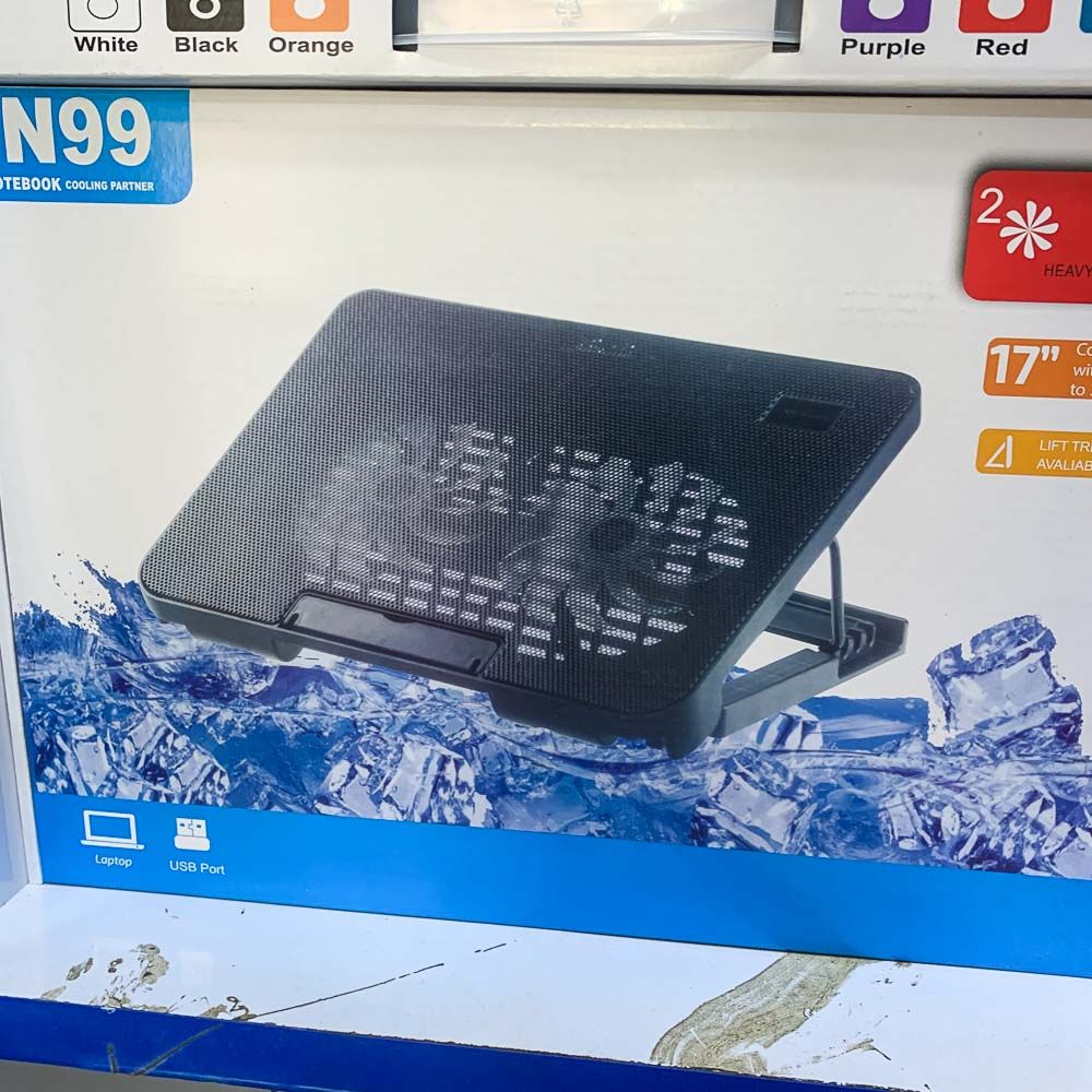 N99 Laptop Cooling Pad with Dual Fans – Adjustable Stand for 17” Laptops | Best Price in Ghana N99 Laptop Cooling Pad with Dual Fans – Adjustable Stand for 17” Laptops | Best Price in Ghana
