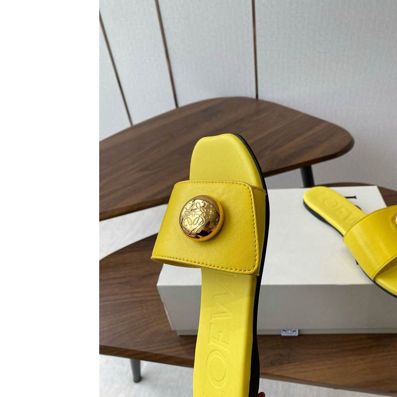 Loewe Slippers for Women – Luxury Designer Slip-On Flats – Comfortable Branded Footwear for Casual & Lounge Wear- yellow (2) Loewe Slippers for Women – Luxury Designer Slip-On Flats – Comfortable Branded Footwear for Casual & Lounge Wear- yellow (2)